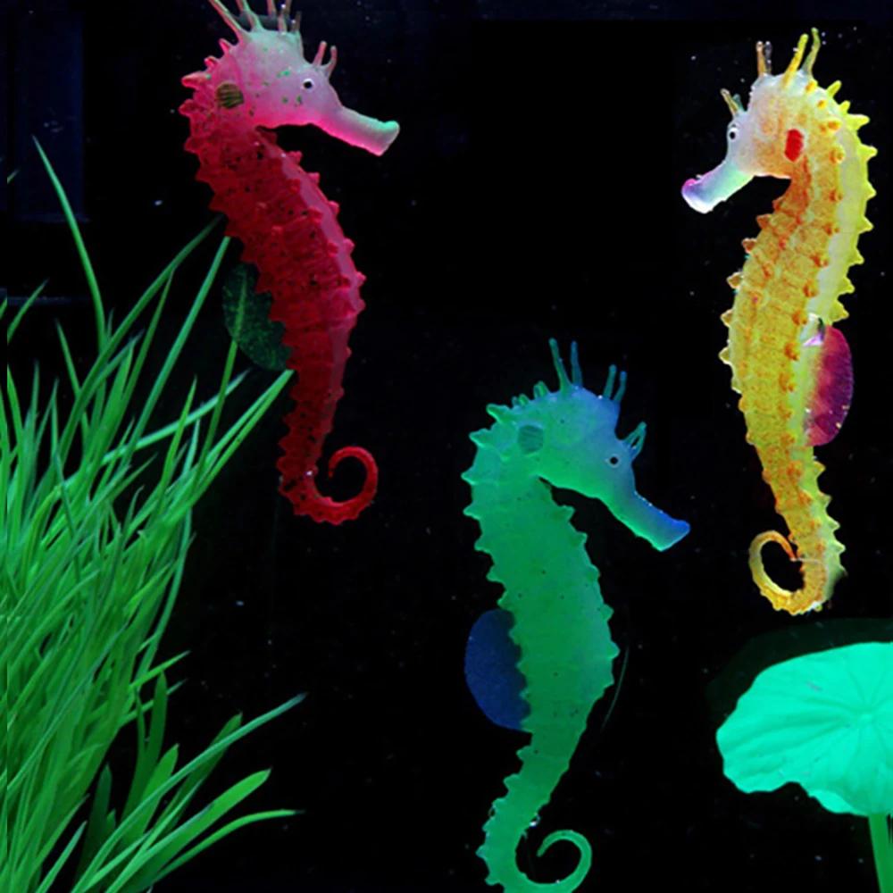 Aquarium Artificial Luminous Lionfish Fish Tank Aquatic Landscape Silicone Jellyfish Fish Glow In Dark Underwater Ornament