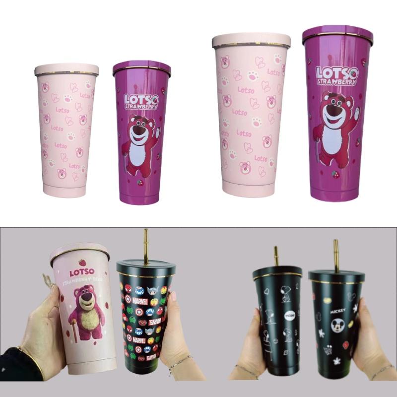 Hochleistungs-Cartoon-Isolierbecher mit Strohhalm für Jungen und Mädchen, 304 Edelstahl