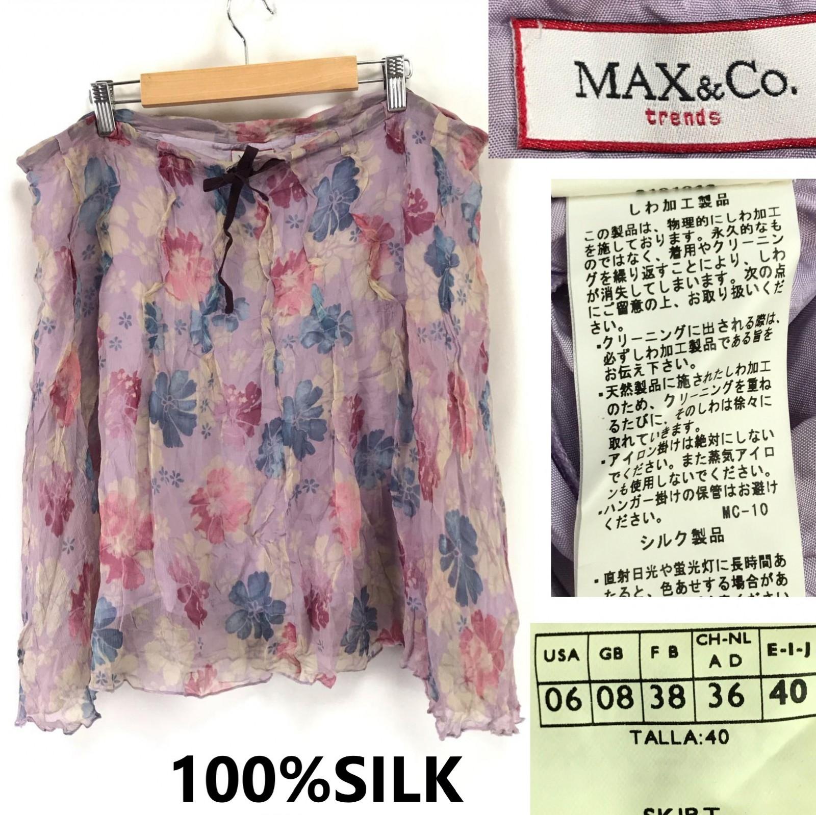 

Max&Co 100% Silk Chiffon Skirt Floral Light Purple 40 L(USED)