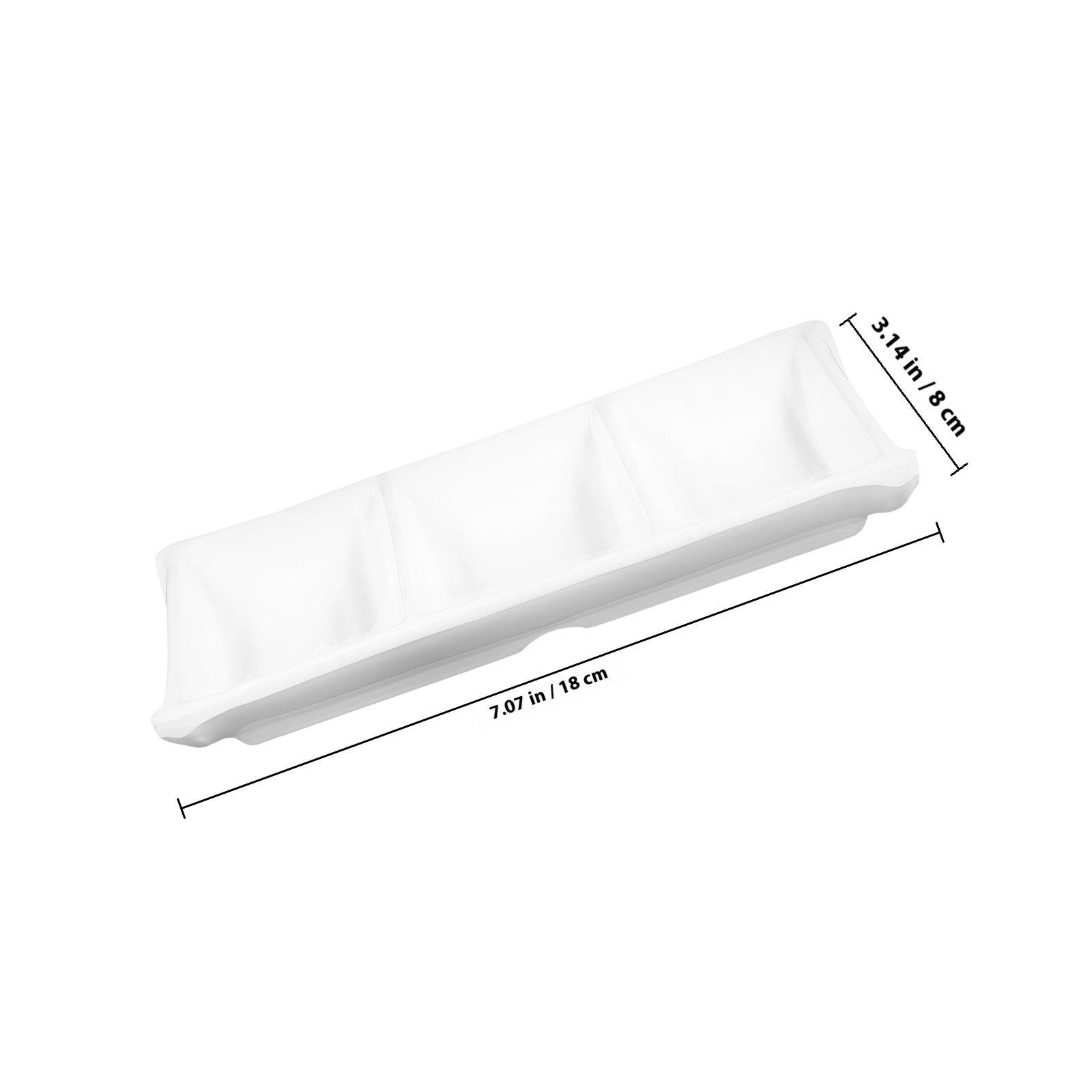 

Multi Use 3 Grid Dipping Plate for Soy Sauce Oil and Wasabi Reusable Stainless Steel Look Plastic Serving Dish for Asian белый