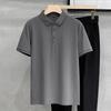 Turn-down Collar Business Casual Fashion T-Shirts Pullovers Temperament Simplicity Solid Button Short Sleeve Men's Clothing 2026