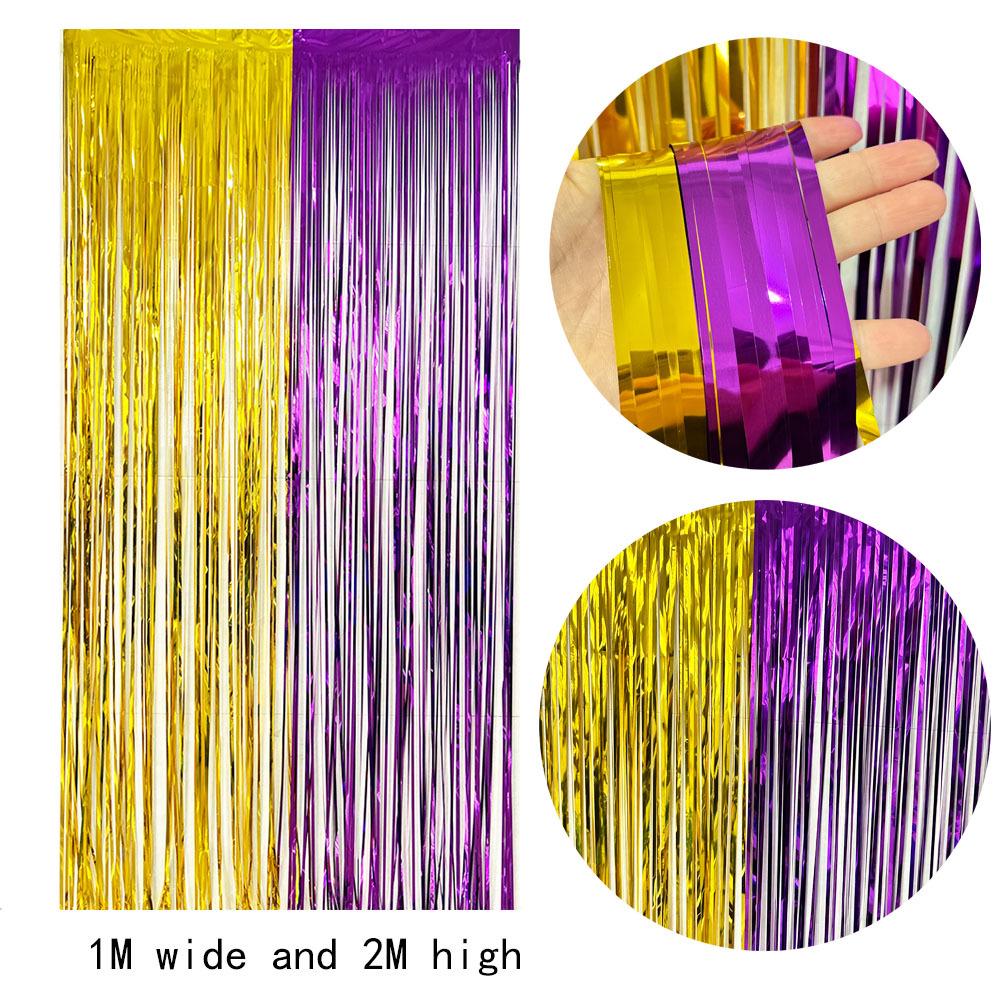 Color-Block Tinsel Curtain 1x2m - Festive Background for Christmas, Halloween, and Birthdays