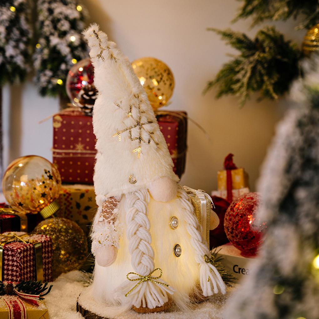 2025 Christmas Decorations Glowing Knitted Gnome Doll with Led Night Light Home Xmas Tree Decor Navidad New Year 2026 Gift