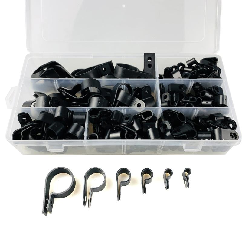 Set of 200 Nylon Wire Clip Convenient Black Cable Clamps Nylon Clip Assortment for Cable Organization Wire Managements