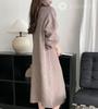Knit Turtleneck Drop Shoulder Volume Sleeve Midi Length French Dowel Clothes Effect Large One Piece Puff Sleeves Delicate Look Loose Cute Off