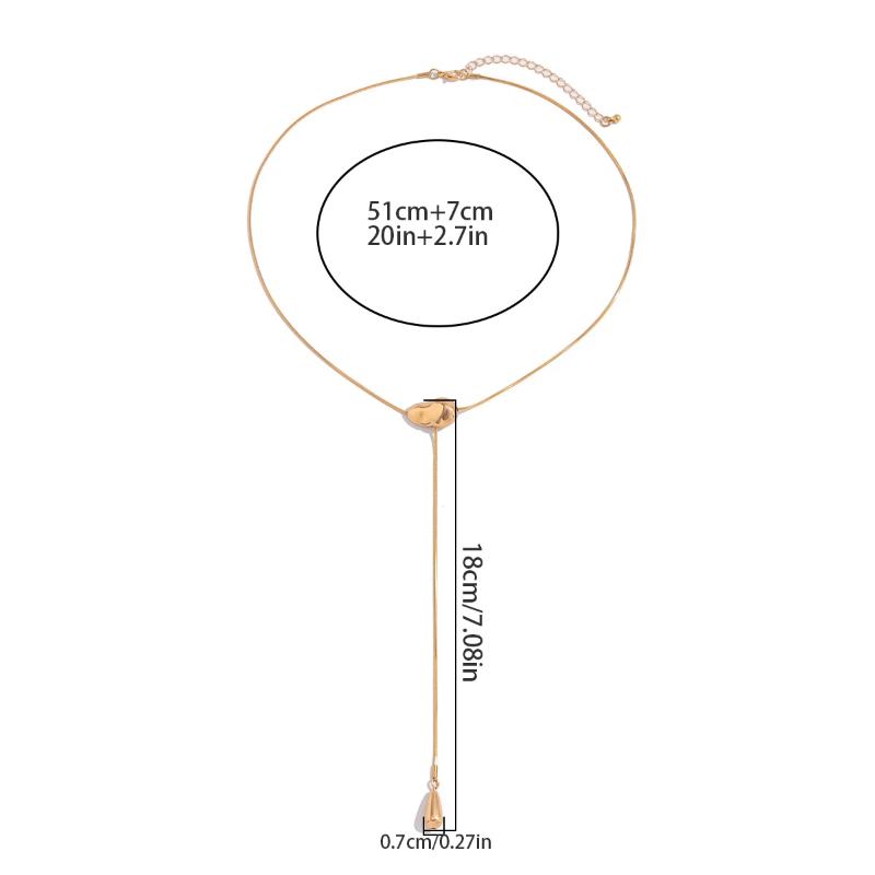 Vintage Metal Simple Water Drop Pendant Necklace For Women Trendy Long Thin Chain Necklace Aesthetic Y2K Jewelry Gift