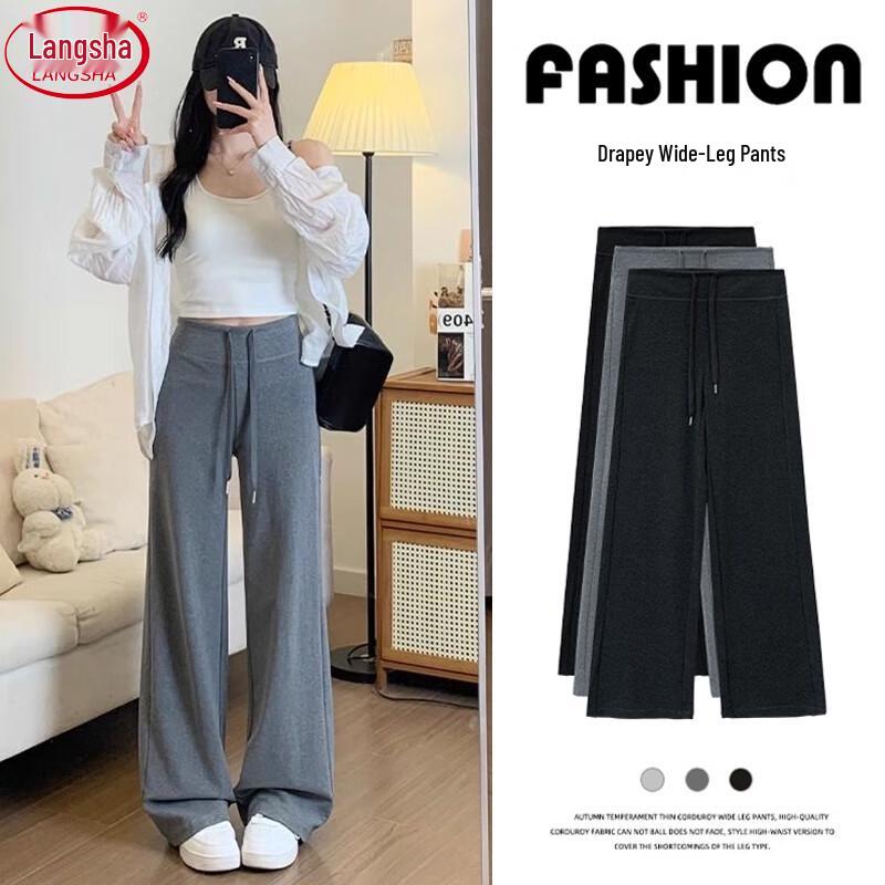 

Женские брюки Langsha с высокой талией, на кулиске, с широкими штанинами L