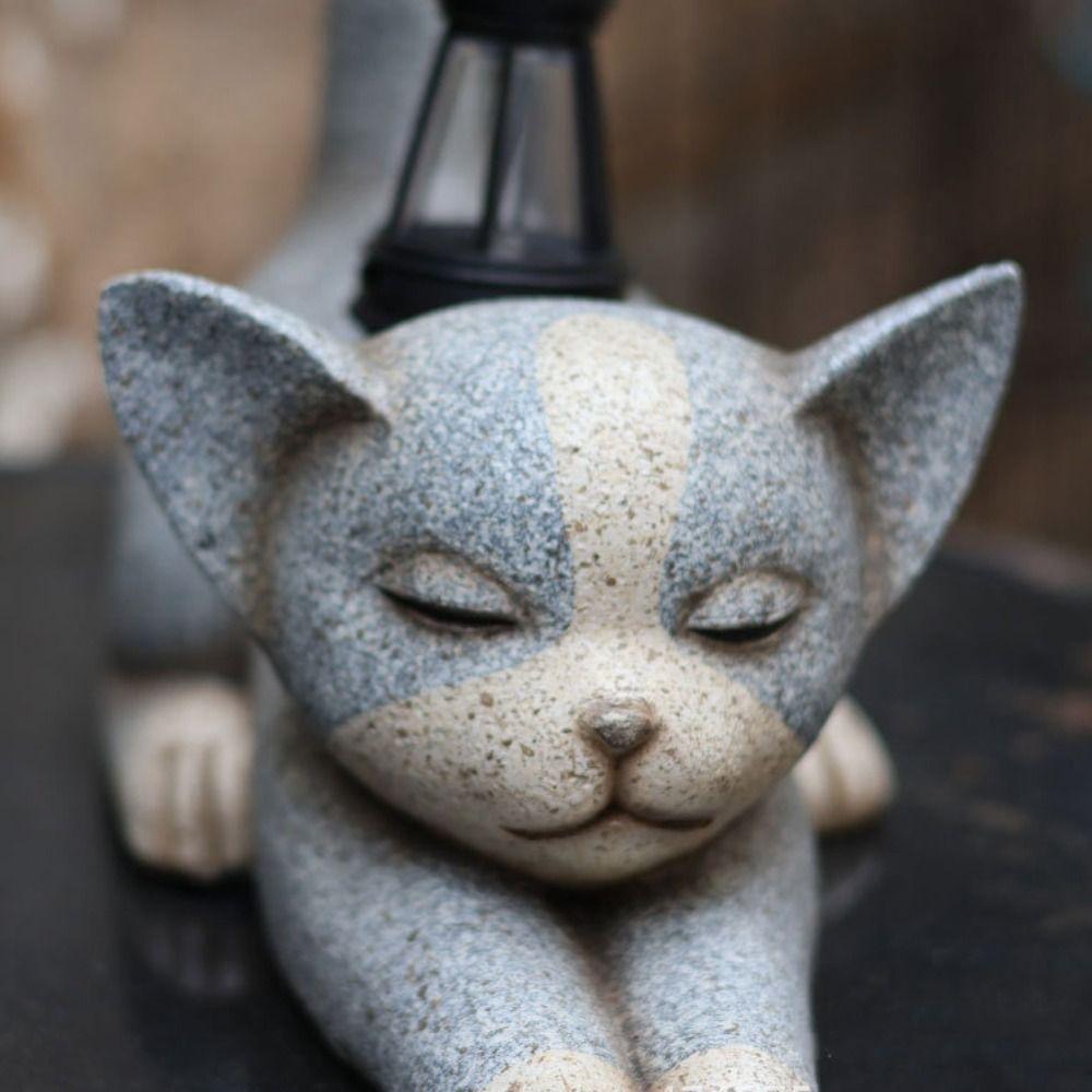 Roztomilé sochy zvířat Lampa Kreativní umění Figurky Ornamenty Kočičí solární socha Světlé nádvoří