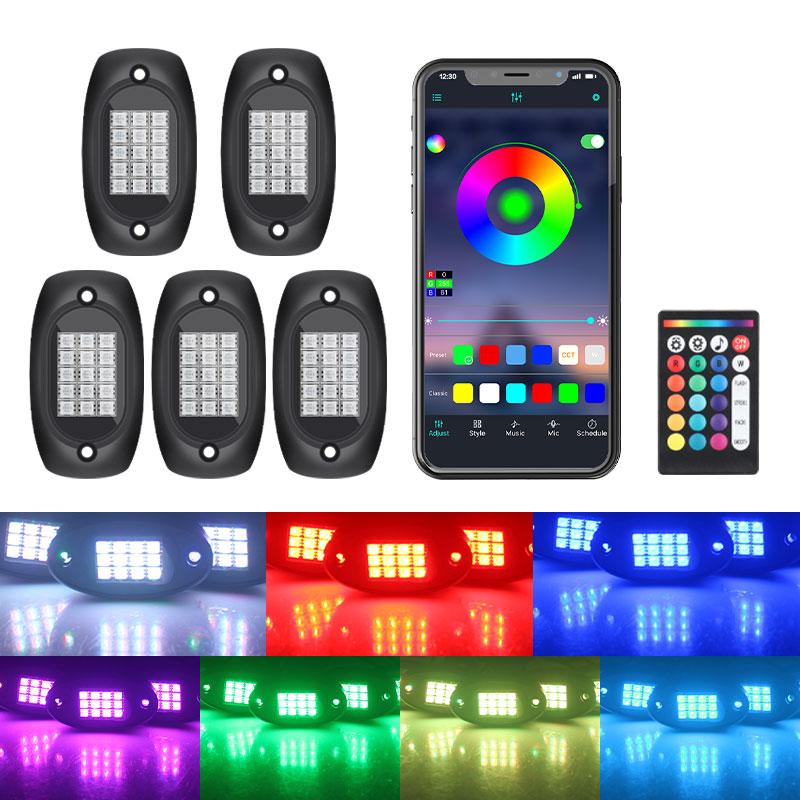 4/5/6/8/12 In 1 RGB LED Rock Lights for Truck Off Road Car Chassis Decorative Ambient Lights Underbody Neon LED Atmosphere Lamp
