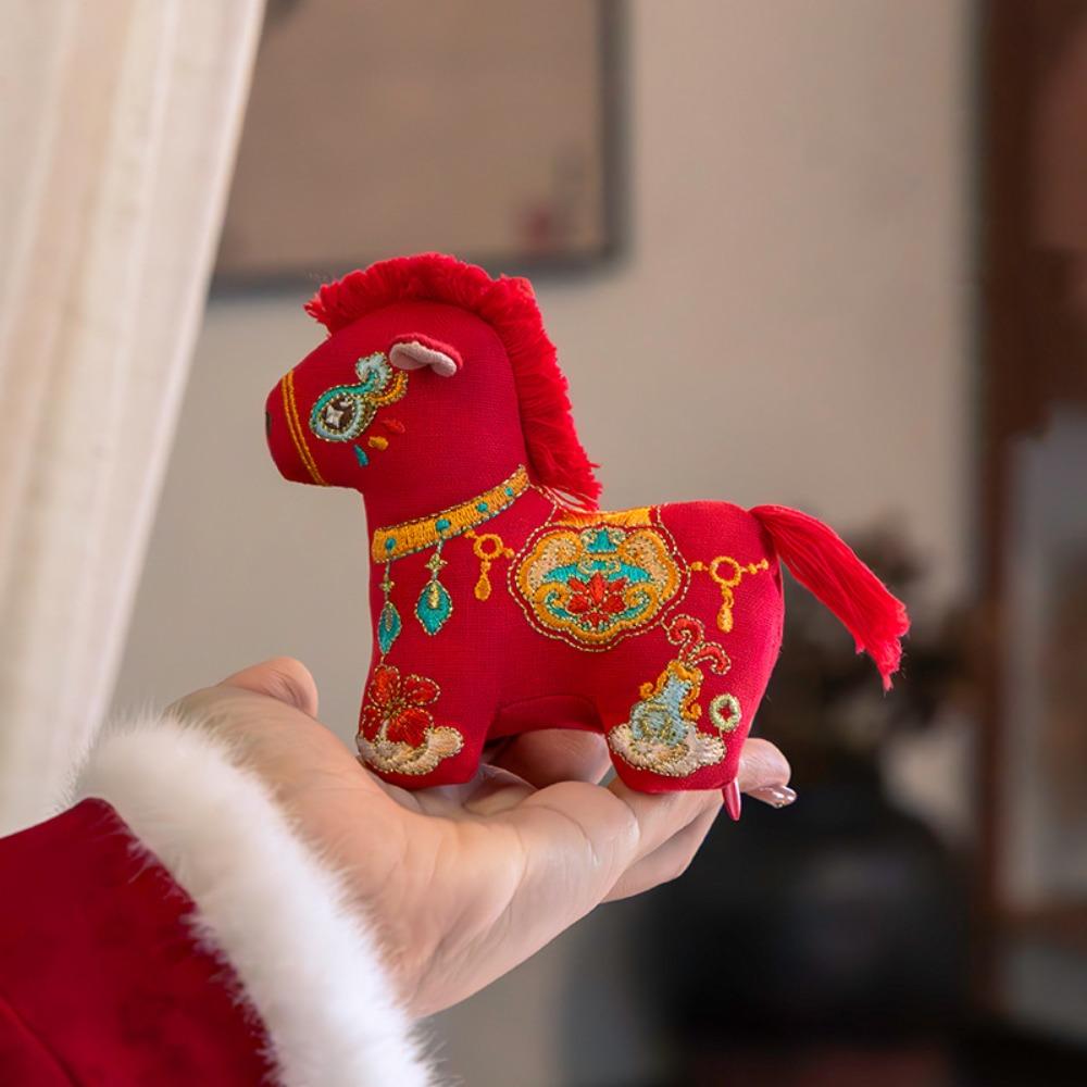Brocade Zodiac Horse Sachet Embroidery Chinese Style Bag Horse Hanging Decoration Refillable Zipper Design Mascot Pony Pendant