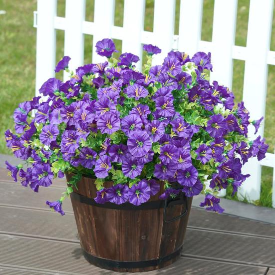 Artificial Morning Glory Flowers for Outdoor UV Resistant Faux Plastic Plants for Home Planter Porch Yard Window Decor