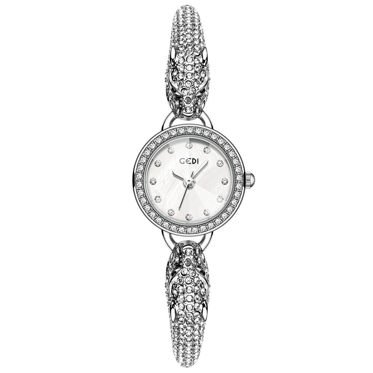 Женские кварцевые часы в китайском стиле с узором в виде дракона, ремешок в форме дракона с циферблатом, полностью усыпанным бриллиантами, стильный и уникальный дизайн серебряный