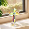 Holy Crystal Cross Desktop Decoration 6 Inch Tabletop Christian Sculpture Ornament Sun Catcher Desktop Crystal Cross Decor