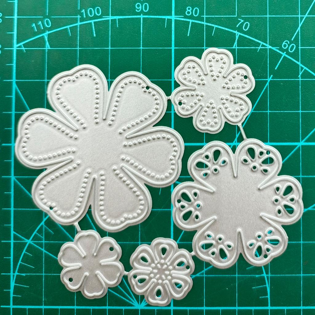6-Petal Florals 5 In 1 Flowers Embossing Knife Die Metal Cutting Dies for DIY Scrapbook Paper Cards Embossed Decor Craft