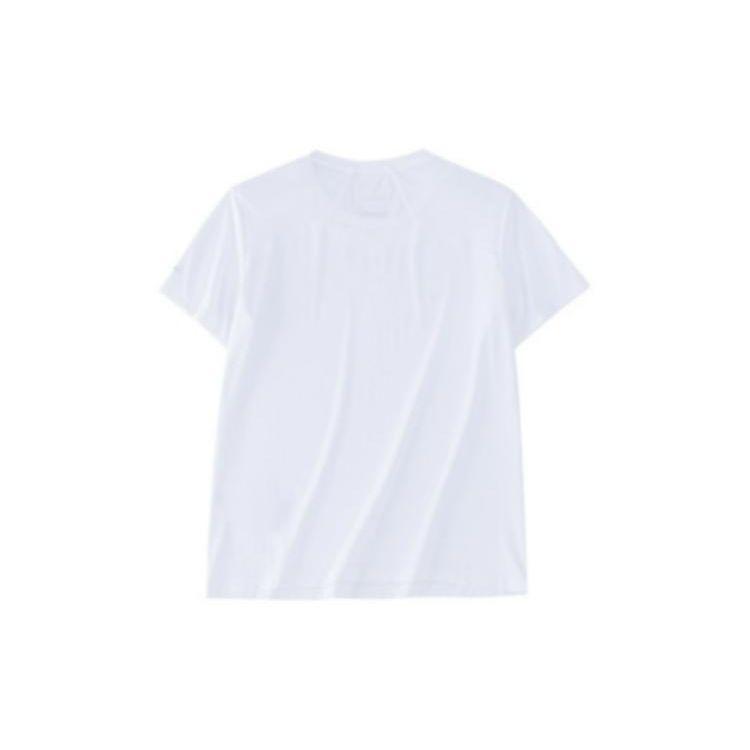 Anta Solid Color Logo Round Neck Pullover Short Sleeve T-Shirt Women Tops Gravel-White 162320125-1
