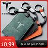 Car Sticker Suede Car NFC Card Key Case Cover Key Shell Holder Protector Bag For Tesla Model 3 Y 2020 Keychain Car Styling