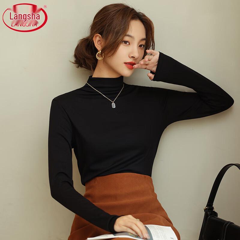 Langsha Women's Modal Mock Neck Long Sleeve Slimming Base Layer Top