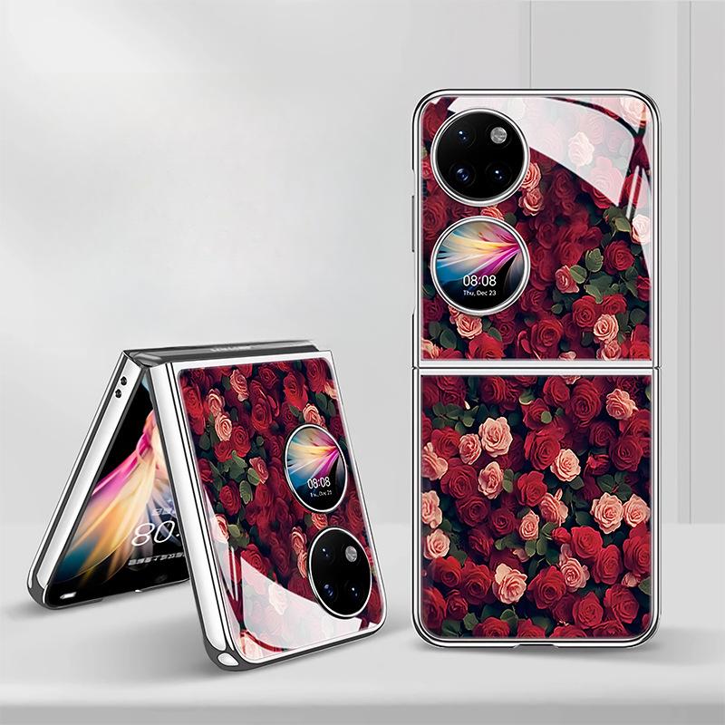 

Красная роза подходит для складного экрана Huawei P50pockets, чехол для мобильного телефона Samsung Zflip6, гальванизированное стекло Matex5 Huawei P50 Pocket