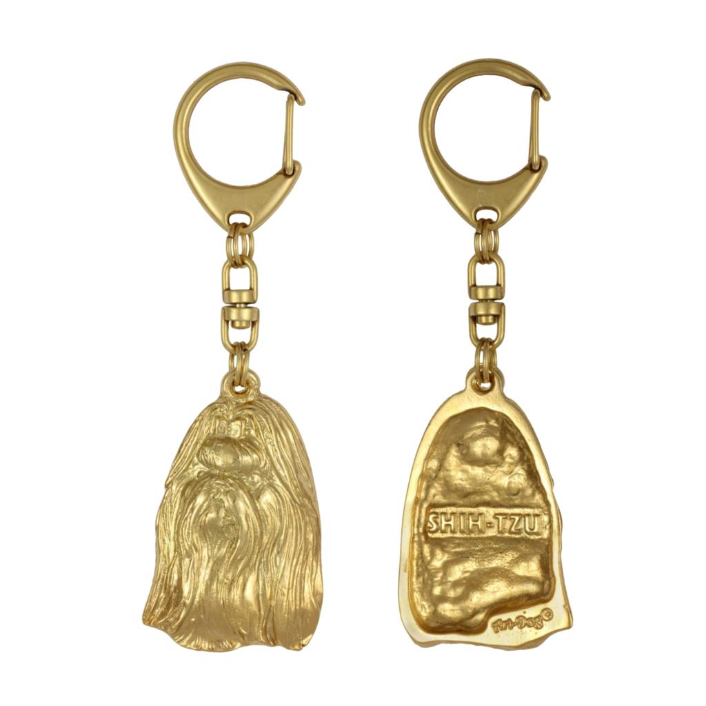 Shih Tzu, Chrysanthemum Dog - Gilded key ring with dog in gift box, handbag decoration, luxury accessory by Art-Dog brand