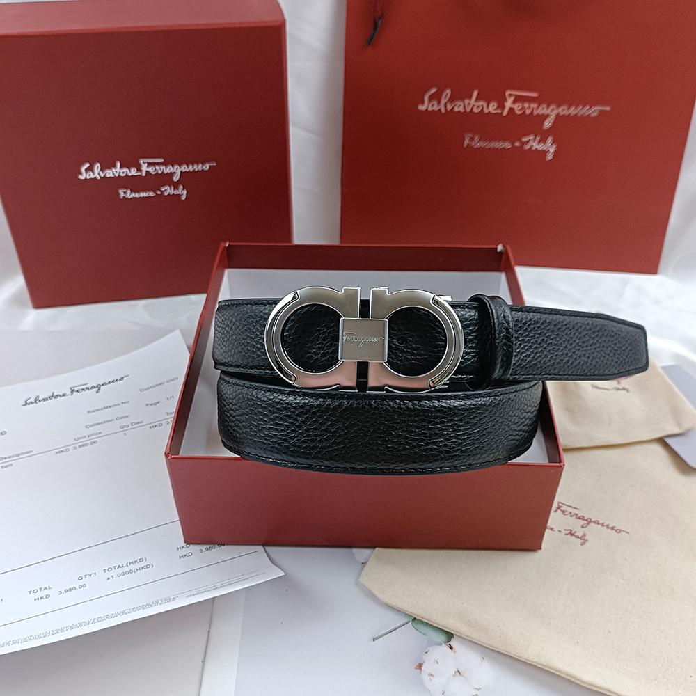 Salvatore Ferragamo 3,5cm Pánský pásek Luxusní značka Designový pásek Oblek Džíny Formální Značkový Dárková krabička