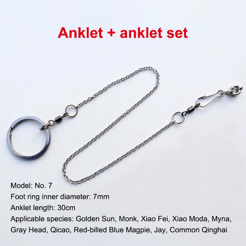Stainless Steel Bird Foot Chain Parrot Anti-Flying Traction Rope Bird Feet Bracelet Foot Ring Pet Bird Flying Training Leash A3