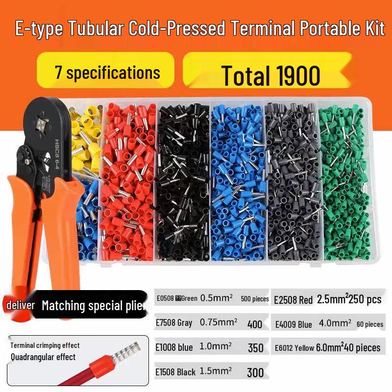 Tubular Needle Terminal Set: RV Crimp Pliers & SV/OT/UT Copper Lugs