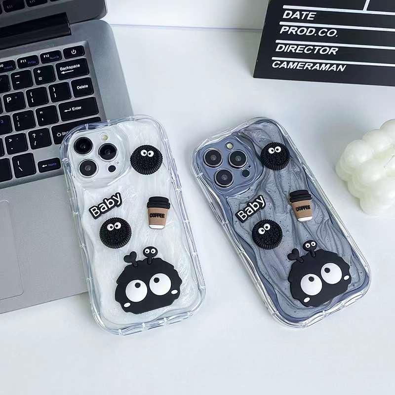 Fashion Drip Glue Genie Coal Ball Phone Case For iPhone 15 14 13 12 Pro Max Shockproof Cover For iPhone 15 14 13 12 Pro