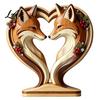Gingerbread Man Wooden Animal Penguin Statues Owl Fox Ornament with Stable Base, Double Layer