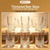Large Capacity Diamond Pattern Glass Beer Mug - Drop Resistant, Customizable, with Handle, Ideal for Bars & Restaurants