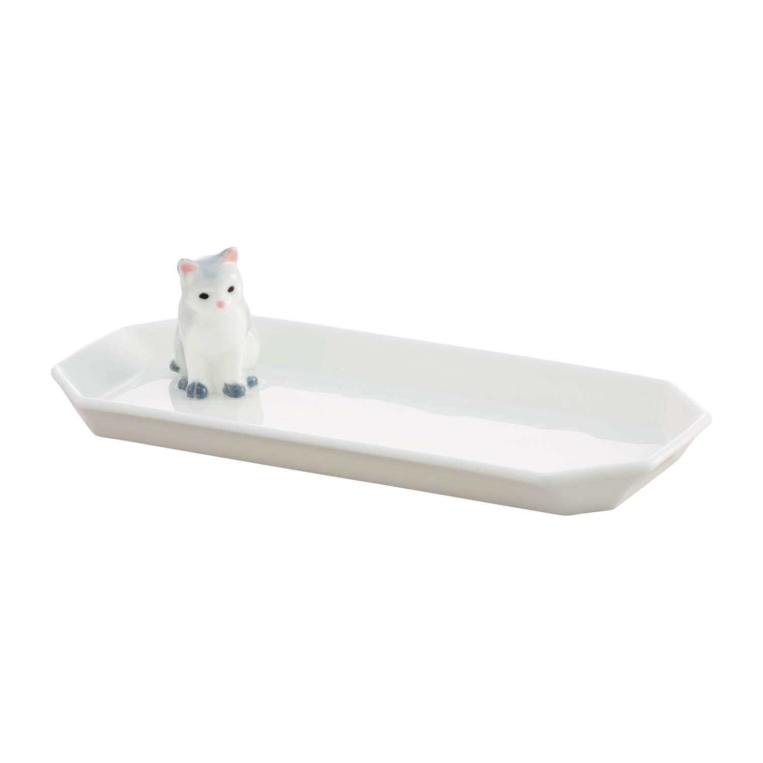

Noritake Cat Figurine, Gray, Bone China, Approx. 18.5cm Diameter, 8.5cm Minor Diameter, 5cm Height, 1 Figurine on Tray, T54862/AC427