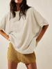 Women's Oversized T-Shirt Crew Neck Short Sleeve Side Slit Loose Summer Blouse Top