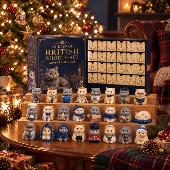 Calendario dell'Avvento per Bambini 24 Giorni di Gatti Medievali Brutti con Tradizioni Familiari Uniche per le Feste Ornamenti in Acrilico, Conto alla Rovescia di Natale Vintage per Casa e Scrivania