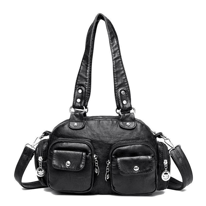 New bag women's fashion shoulder messenger bag casual out washed leather women's bag fashion