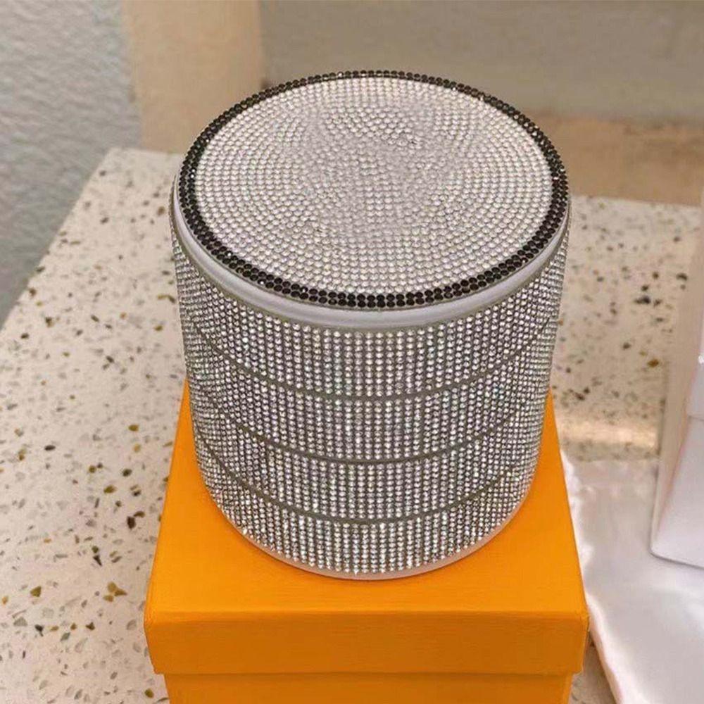 Sparkling Rotating Jewelry Storage Box 4 Layers with Lid Rhinestones Desk Organizer Decorative Rotatable