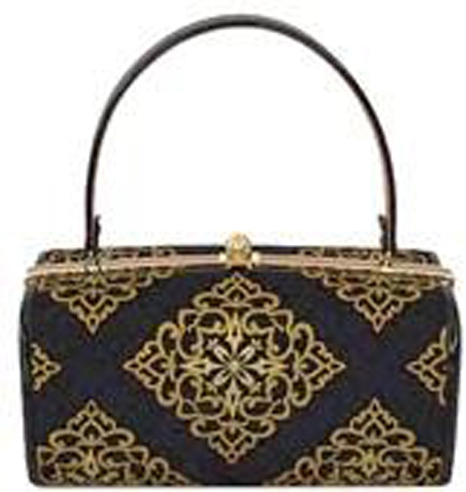 Ando Gold and Silver Pattern Black GKT-18 Women's Bag,