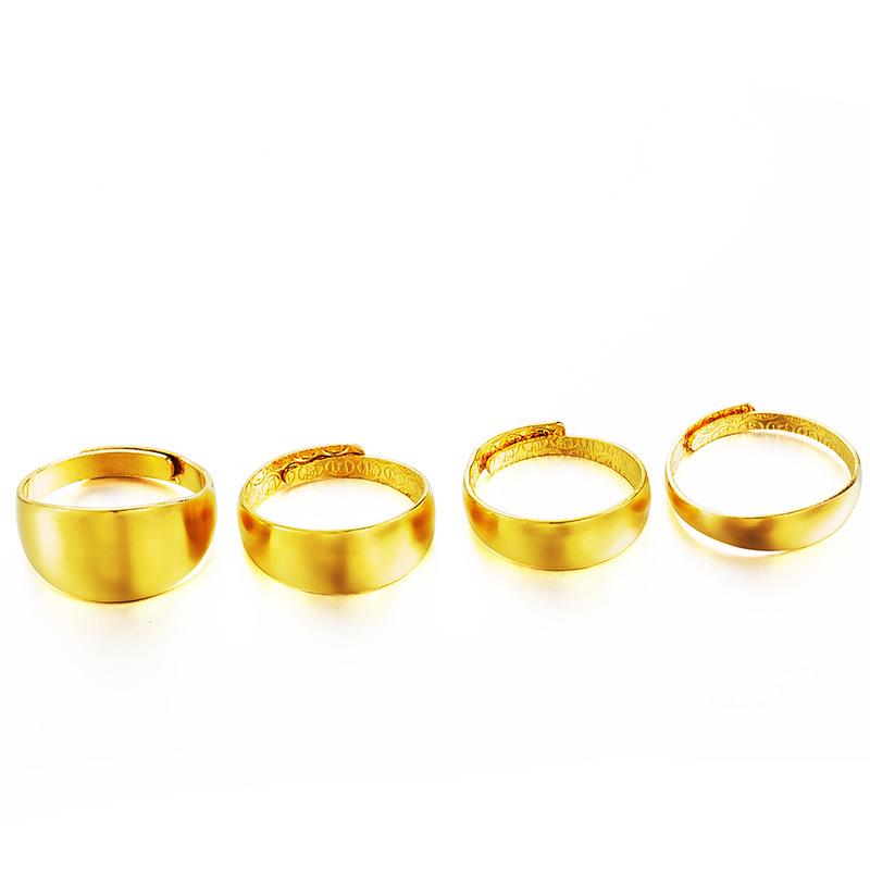 Long-lasting Vietnamese Sand Gold Polished Star Ring for Couples - Real Copper, Open Design, Imitation Gold Jewelry for Men and Women