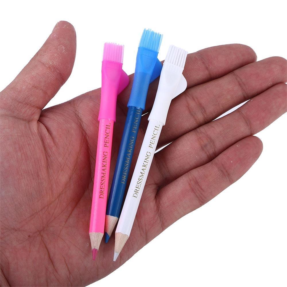 3 Pcs/set Creative Red,Blue,White Tracing Tools with Brush Cap Dressmaker Tools Water Soluble Pen Fabric Pencils Sewing Marker