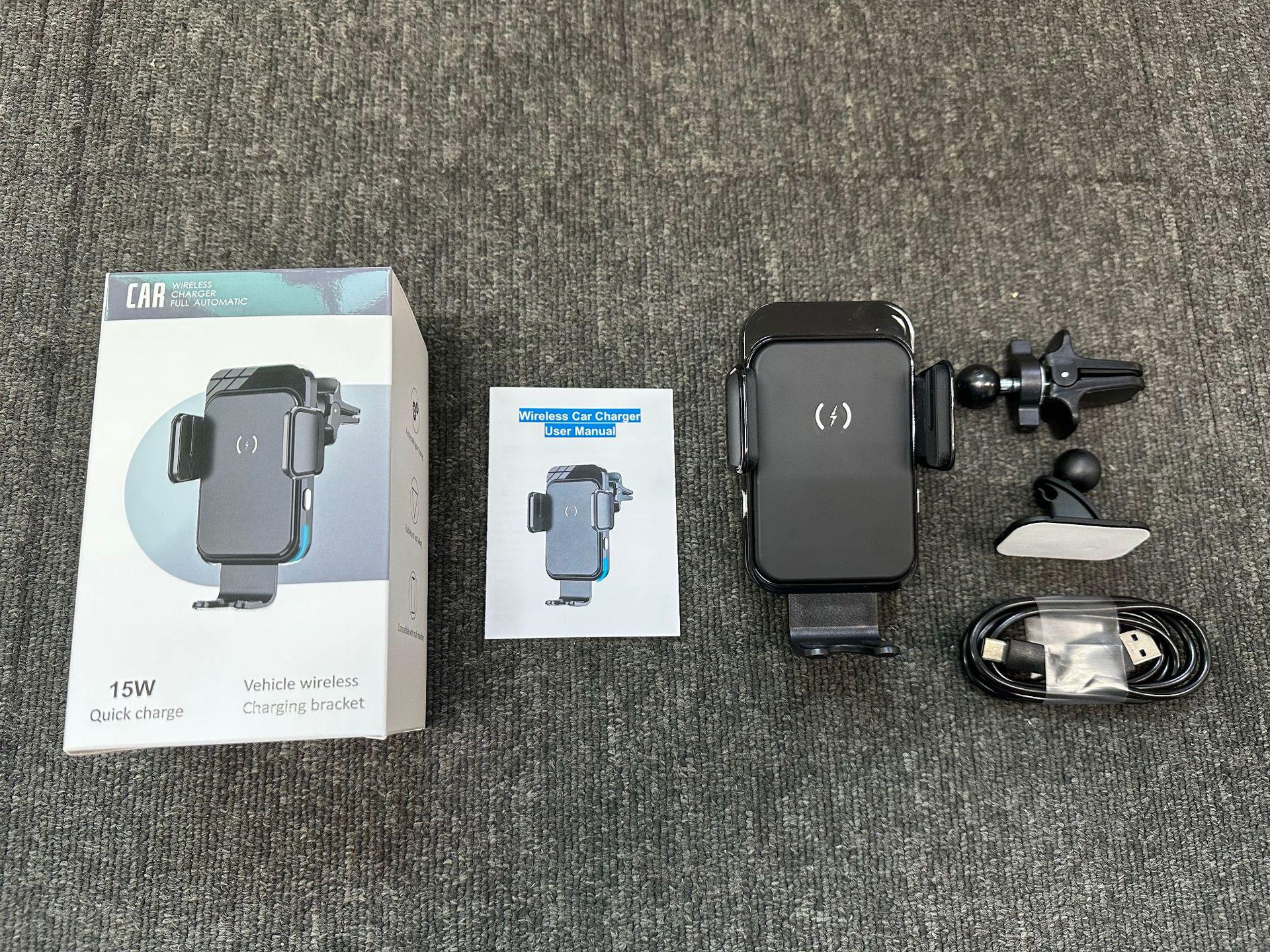 15W Wireless Car Charger & Phone Holder with Automatic Sensing for Super Fast Charging and Air Vent Mount
