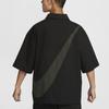 Nike SS24 Solid Color Sports Casual Button Design Brand Logo Oversized Short Sleeve Shirt Men Shirts Black FN3250-010
