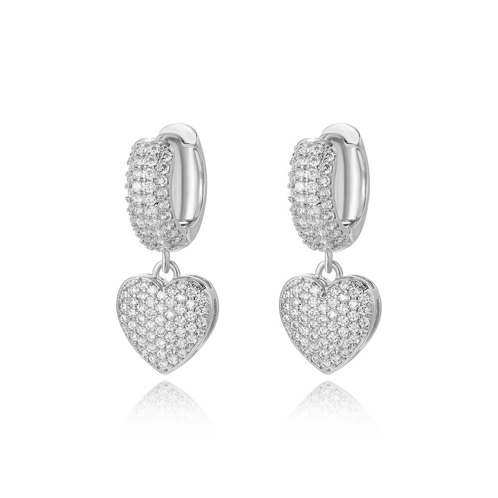 Luxury Green Cubic Zircon Heart Drop Hoop Earrings for Women Gold Plated Ear Cuffs 2026 Wedding Aesthetic Jewelry Gift Aretes