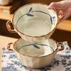 New Double-Ear Ceramic Soup Bowl - 10-Inch Underglaze Large Noodle Bowl for Chinese Household