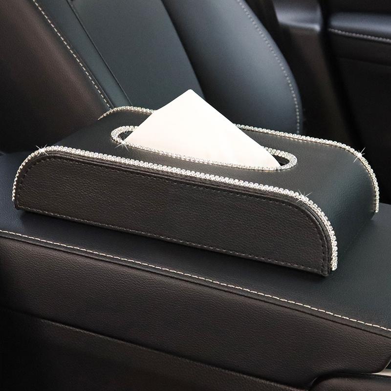 

Cute Cartoon Diamond Crown Car Tissue Box For Armrest Paper Holder Block Type Auto Organizer Storage Bag Interior Decortion