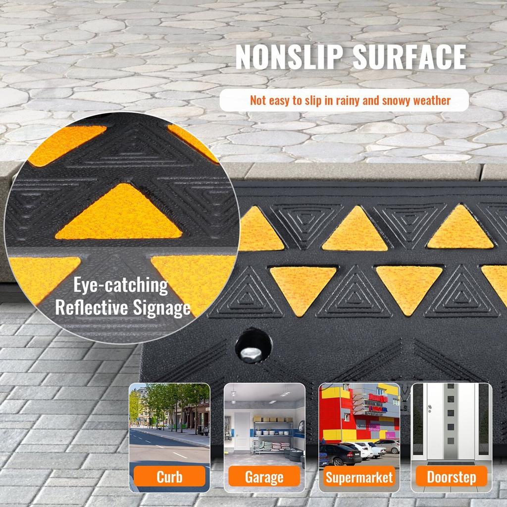 Rubber Curb Ramp Driveway Ramp for Curb 2 Pack 4.3" Rise 33069 Lbs Load