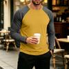 Men's Long Sleeve Color Block T-Shirt Round Neck Casual Basic Top