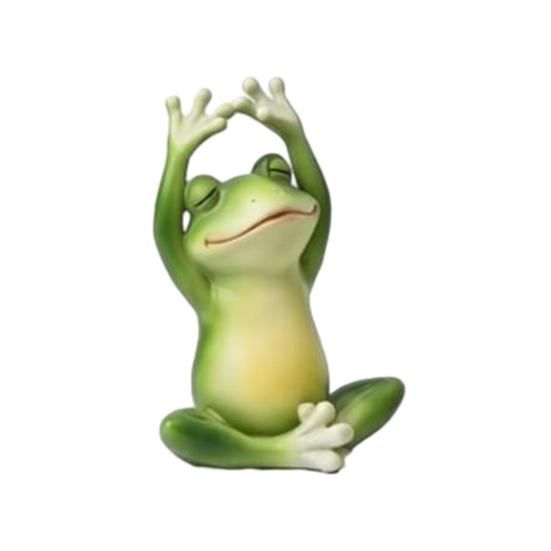 Garden Frog Ornament Small Resin Frog Sculpture Waterproof Sitting Frog Figurine Cute Standing A