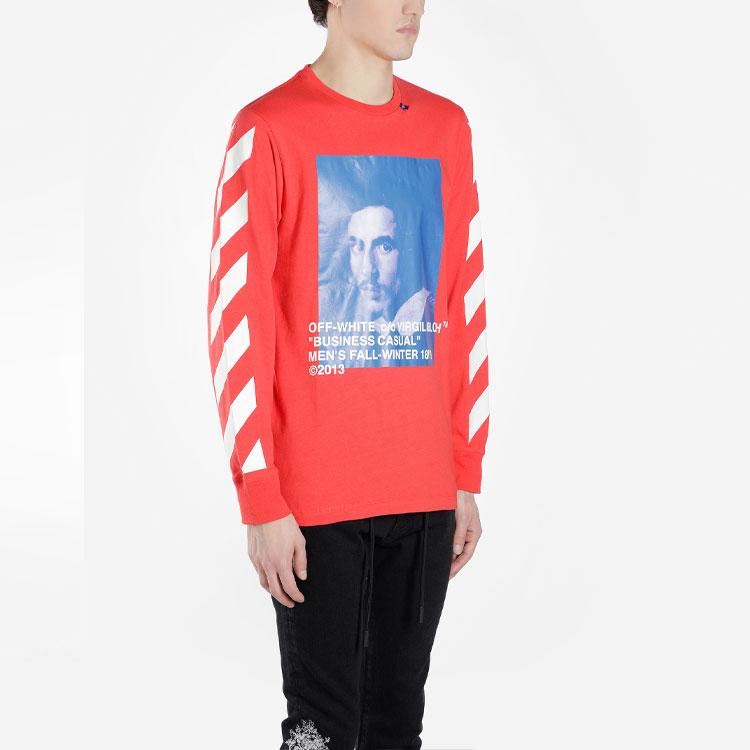 Off-White Printed Long-Sleeve T-Shirt Men Tops Red OMAB001F181850112030