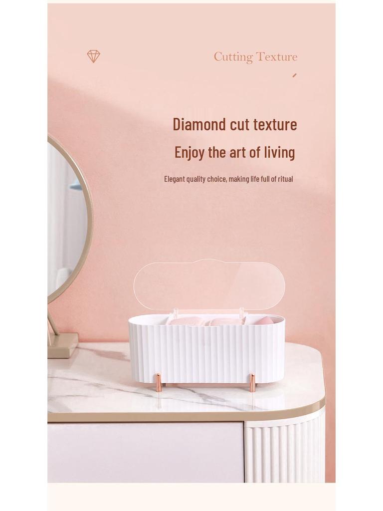 Transparent Dustproof Cosmetic Organizer: Cotton Swab, Makeup Remover, Sponge, Lipstick Storage Box with Lid.