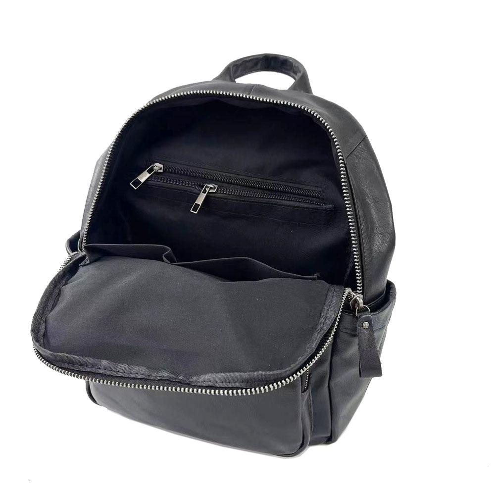 Leather Women'S Backpack Fashion Backpack Black Soft Cowhide Travel Backpack Delivery