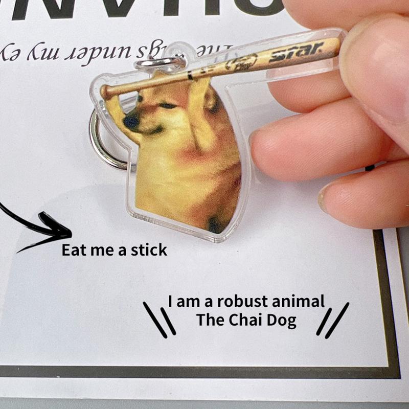 Spoof Creative Internet Celebrity Cute Pet Keyring Funny Shiba Inu Confusing Dog Keychain Bag Decoration Car Key Accessories