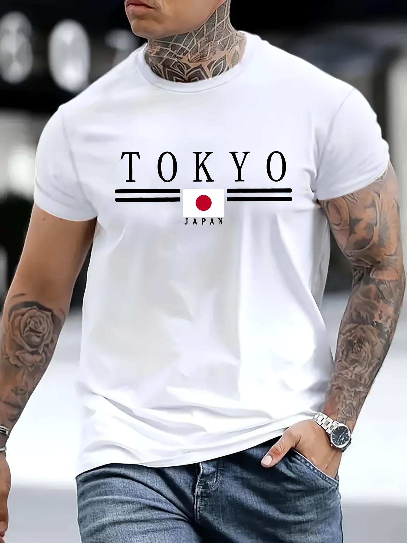 

Men S Short-Sleeve T-Shirt Featuring The Tokyo Japan Flag Design - Round Neck XXL